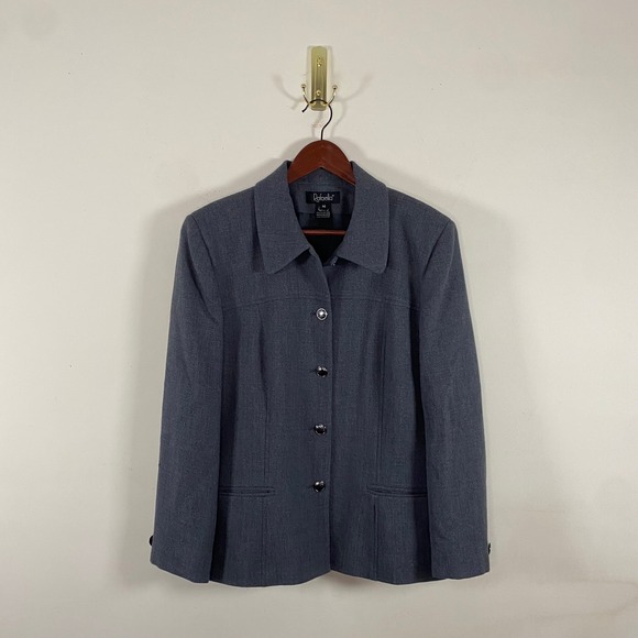 Rafaella Jackets & Blazers - Vintage Rafaella 100% Wool Structured Button Up Jacket Collared Gray Women's 14